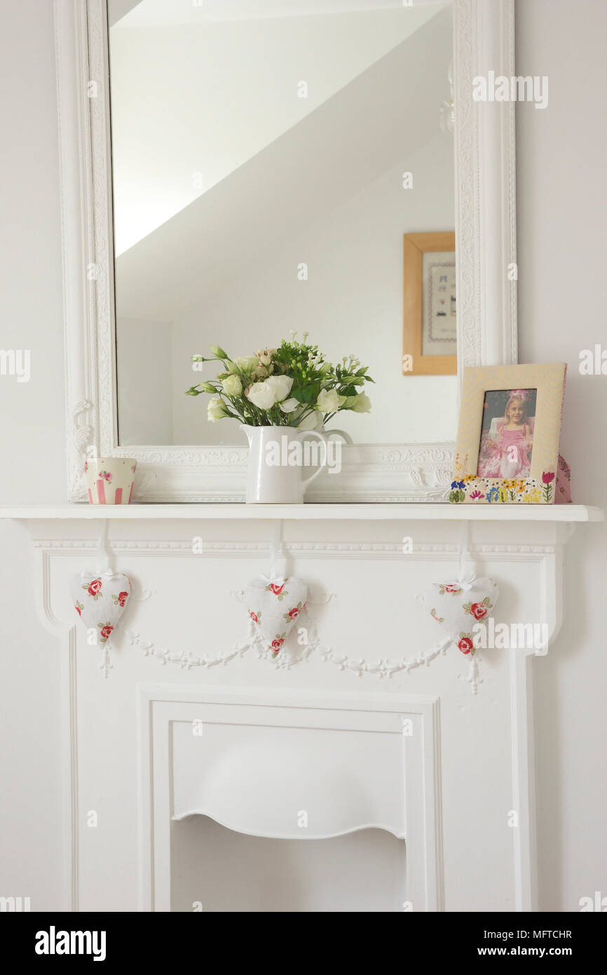 Mirror Above Traditional Style Fireplace Stock Photo 181860275