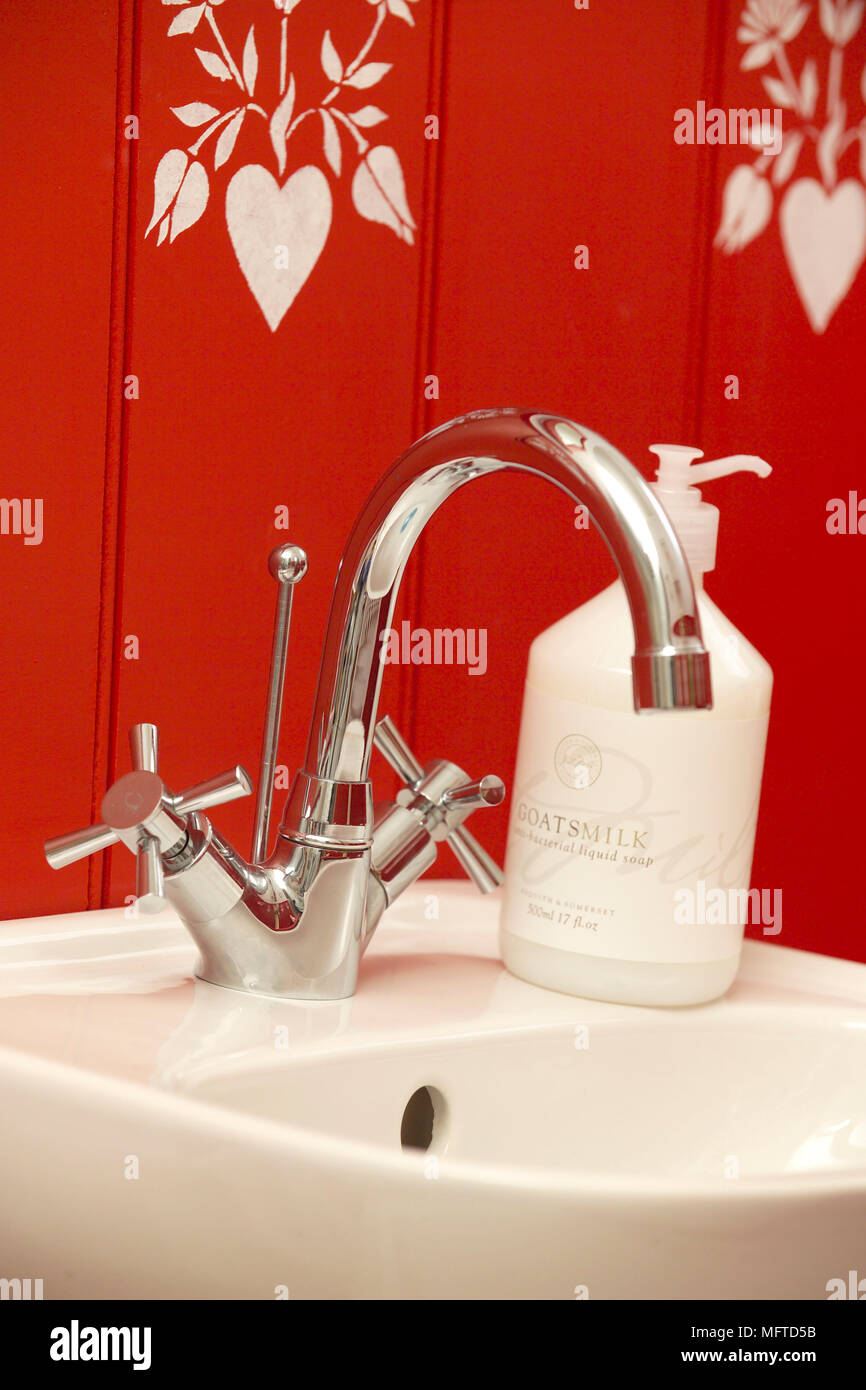Modern chrome bathroom tap fitting Stock Photo Alamy