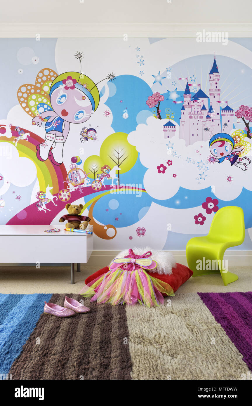 Painted mural in girls room Stock Photo