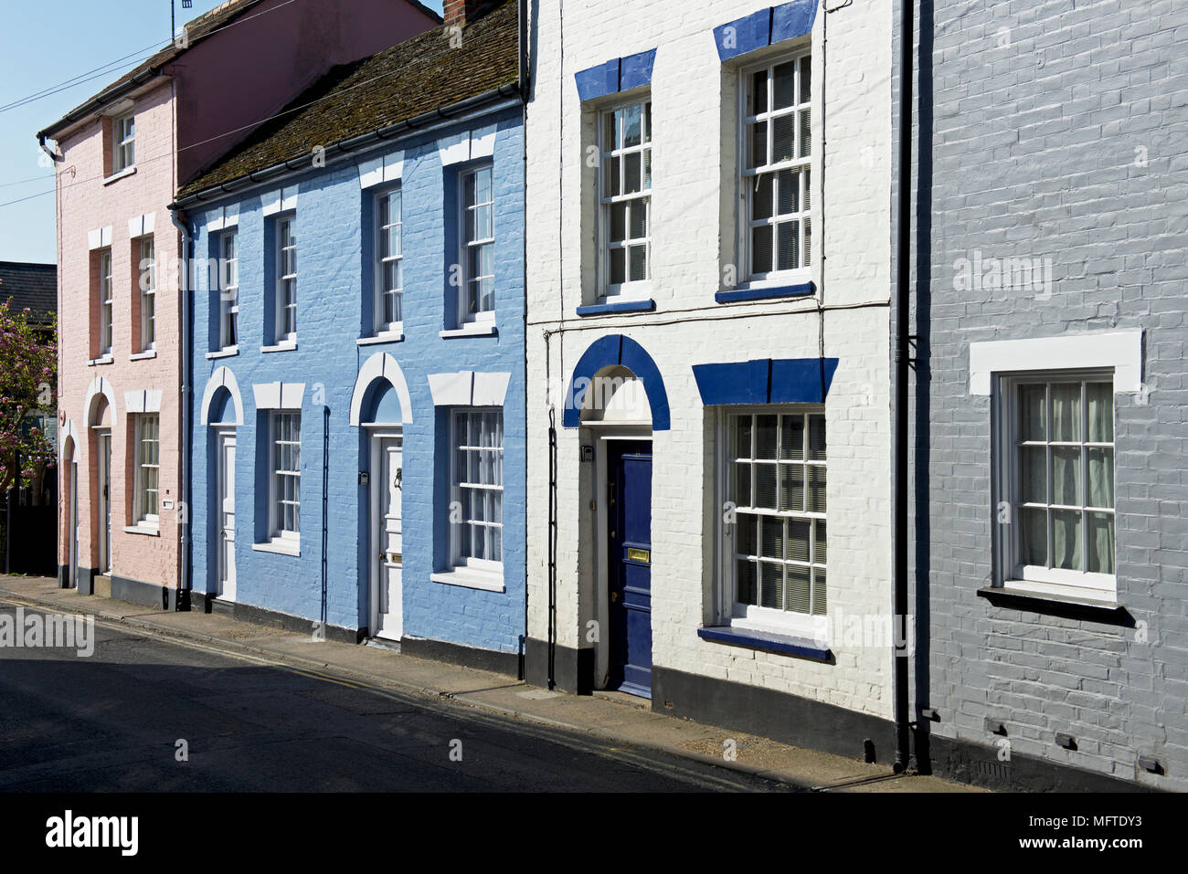Pastel coloured houses in Woodbridge, Suffolk, England UK Stock Photo