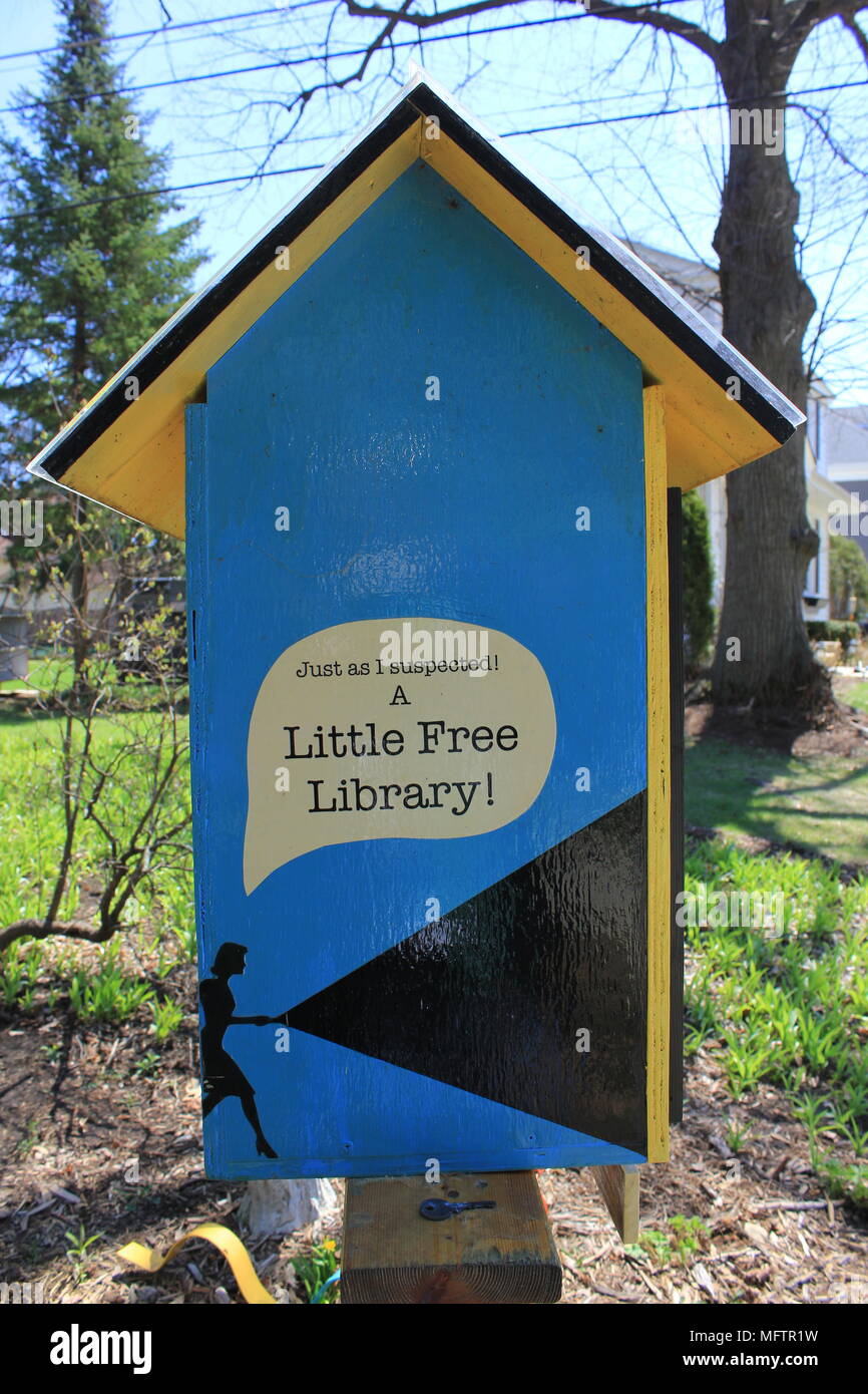 Little free library which gives books away for free to passersby Stock ...