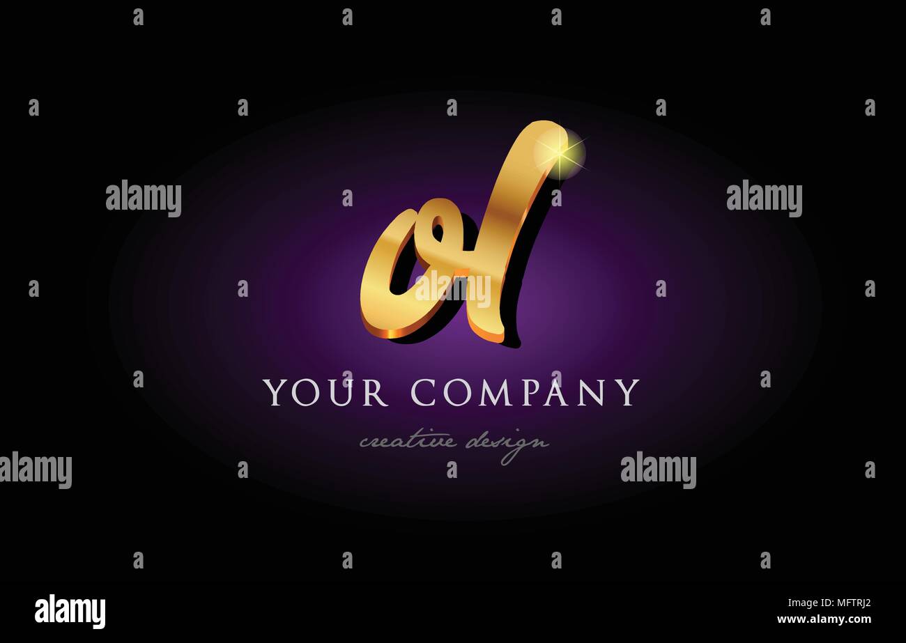 ol o l alphabet combination letter logo in gold golden 3d metal ...