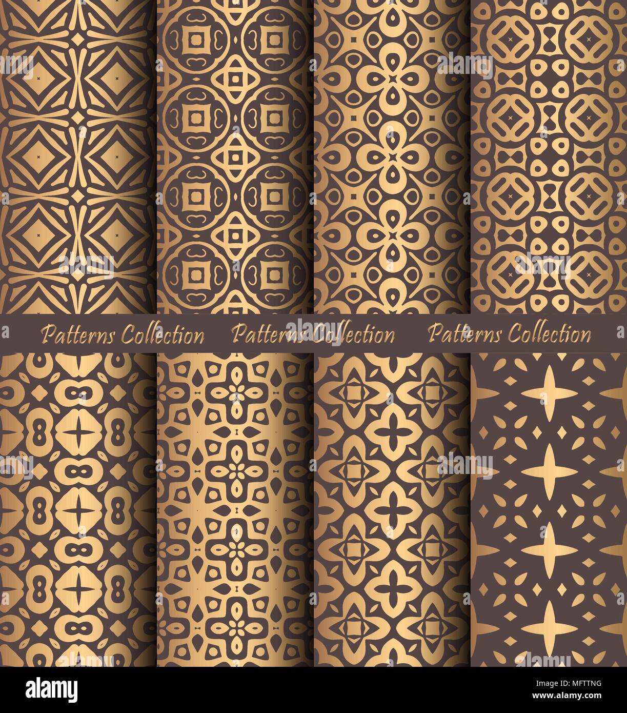 Golden Patterns Weave Vintage Design Stock Vector