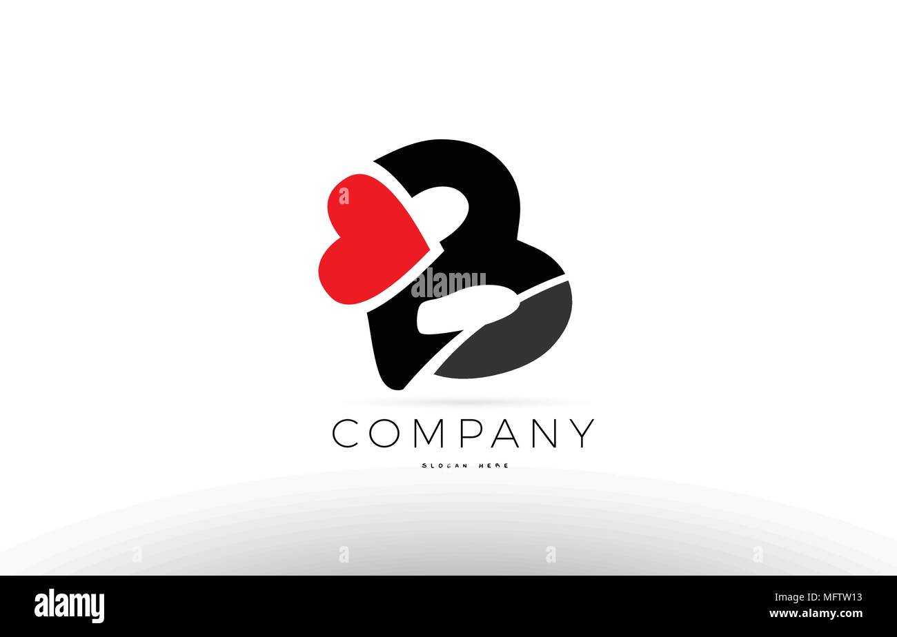 Company alphabet letter B logo design with red love heart symbol Stock Vector