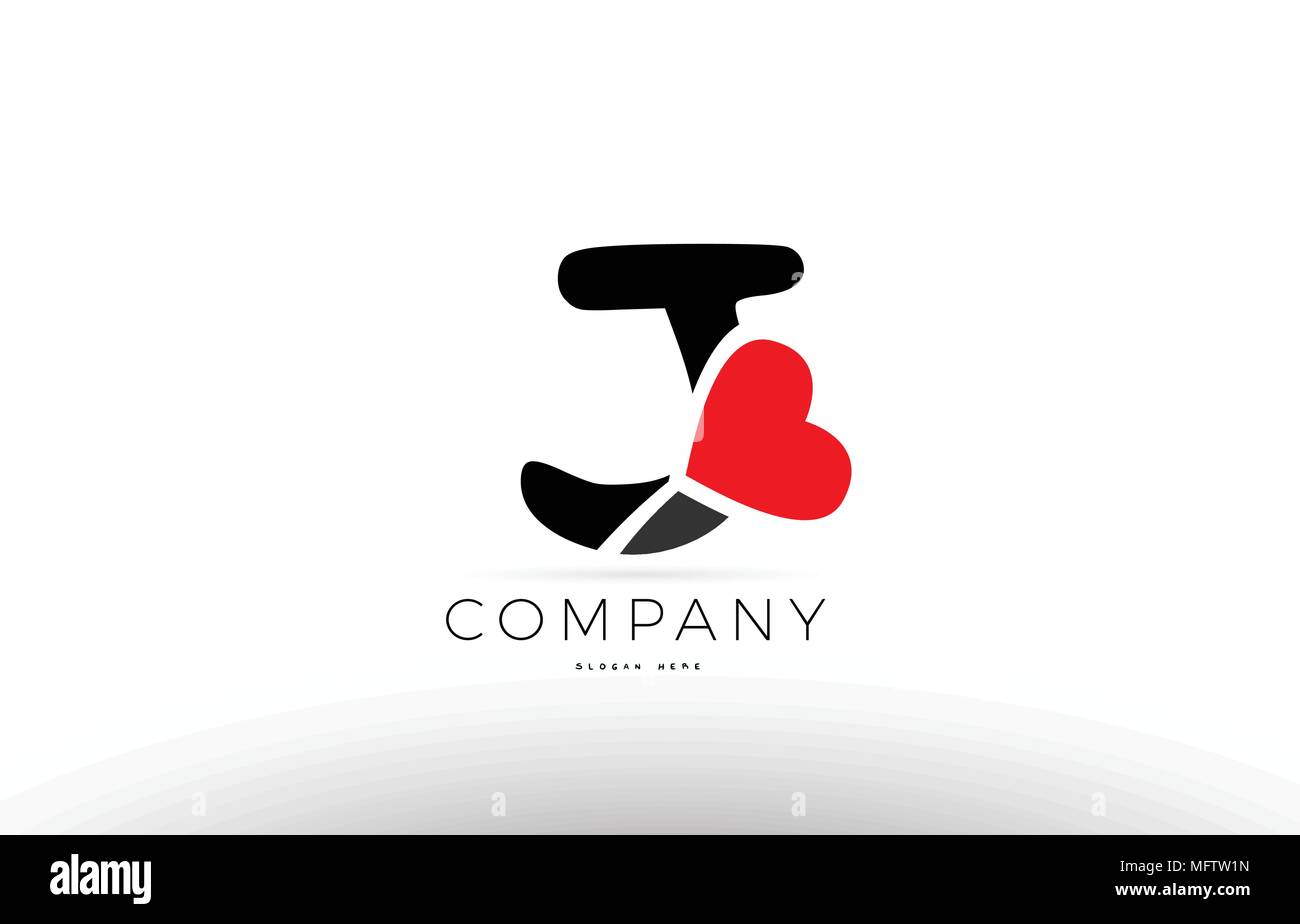 Company Alphabet Letter J Logo Design With Red Love Heart Symbol Stock Vector Image Art Alamy