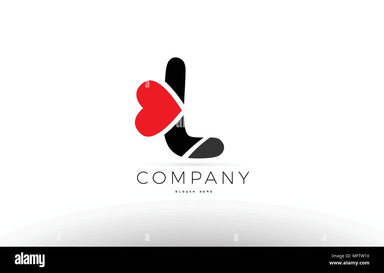Company alphabet letter L logo design with red love heart symbol Stock ...