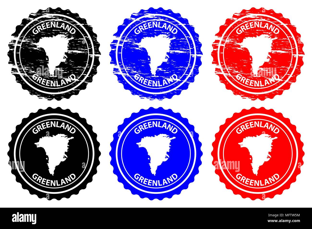 Greenland - rubber stamp - vector, Greenland map pattern - sticker - black,  blue and red Stock Vector Image & Art - Alamy