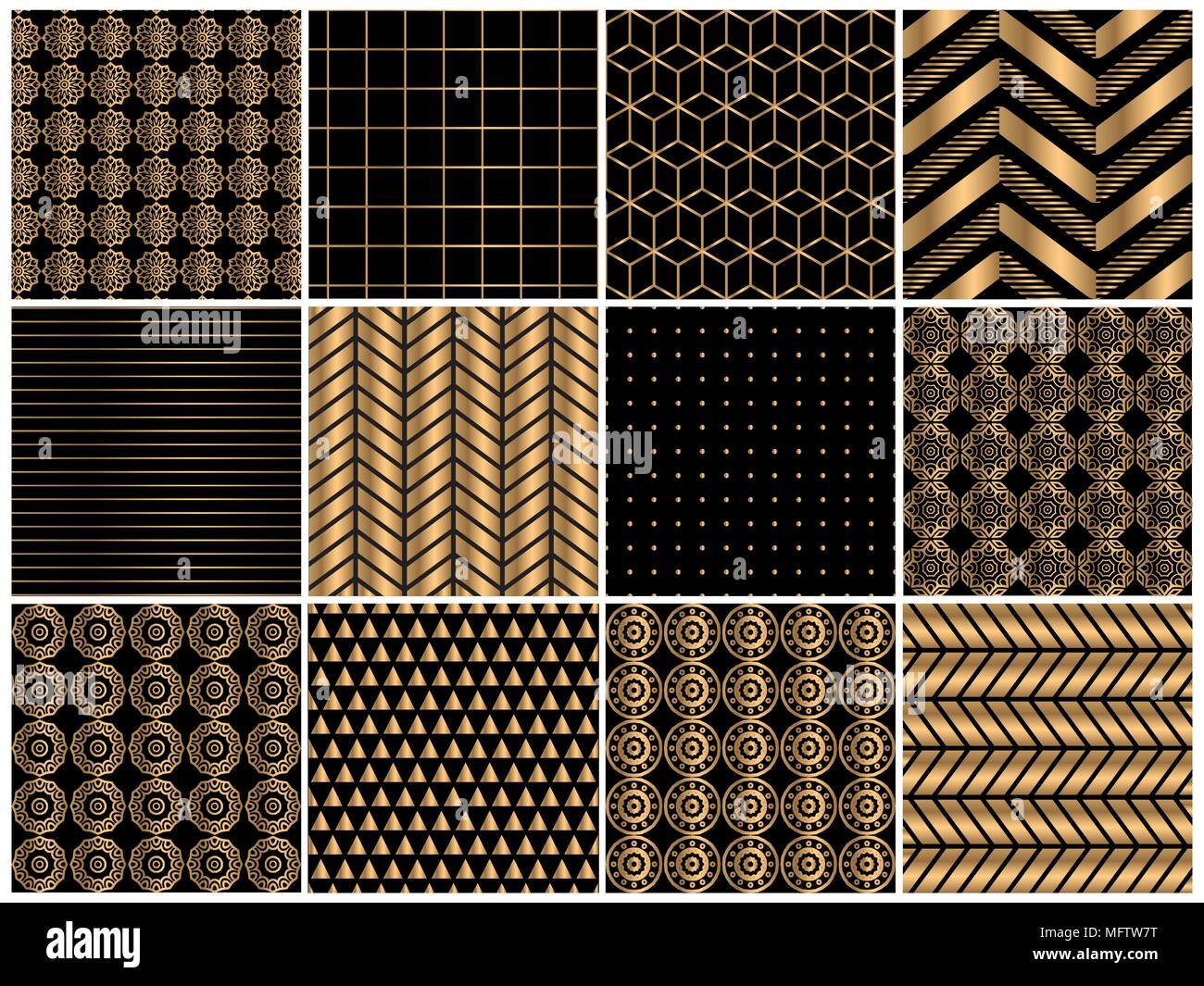 Gold color creative pattern design collection Stock Vector