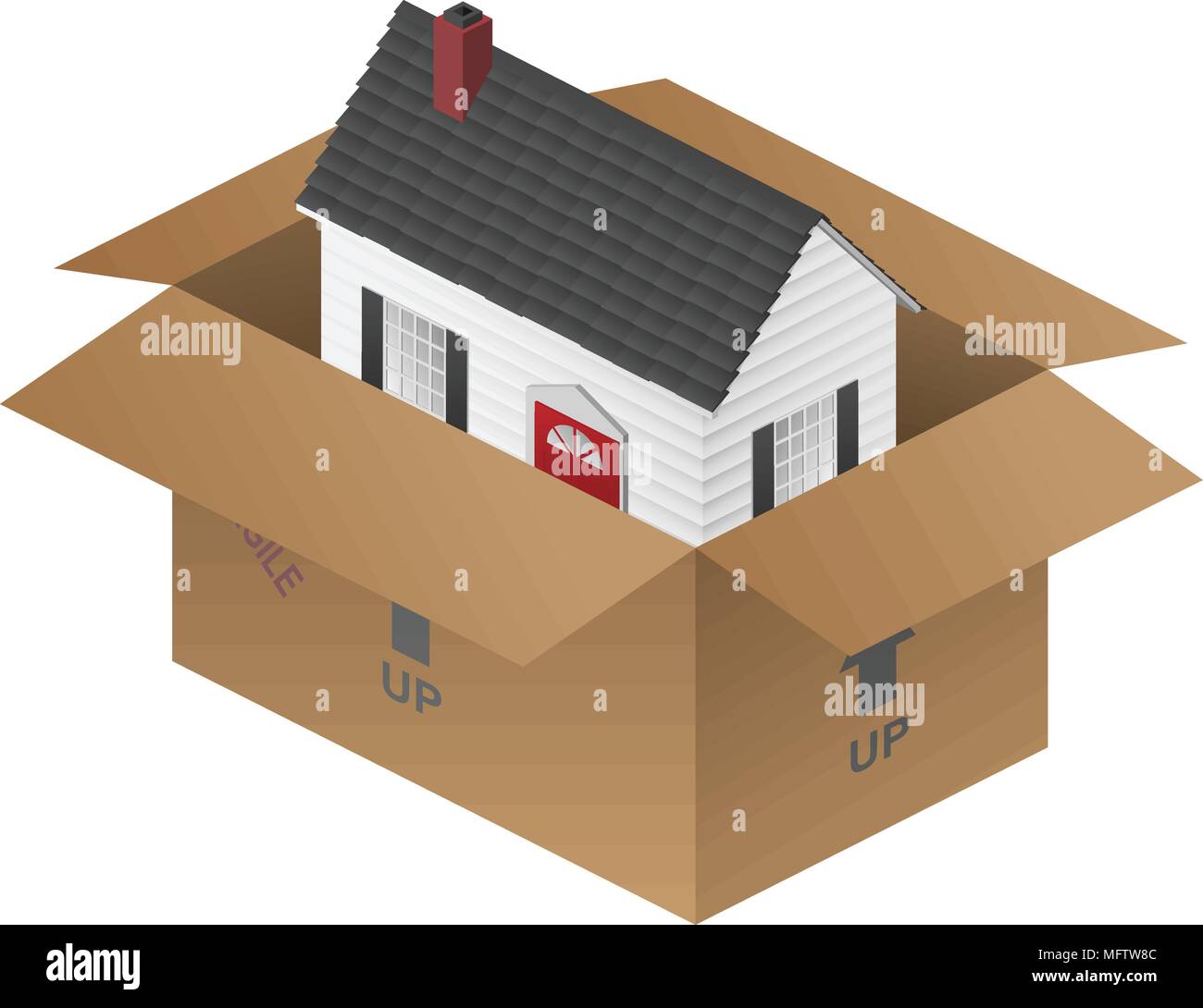 Real-estate Moving House Packing Box Vector Illustration Stock Vector