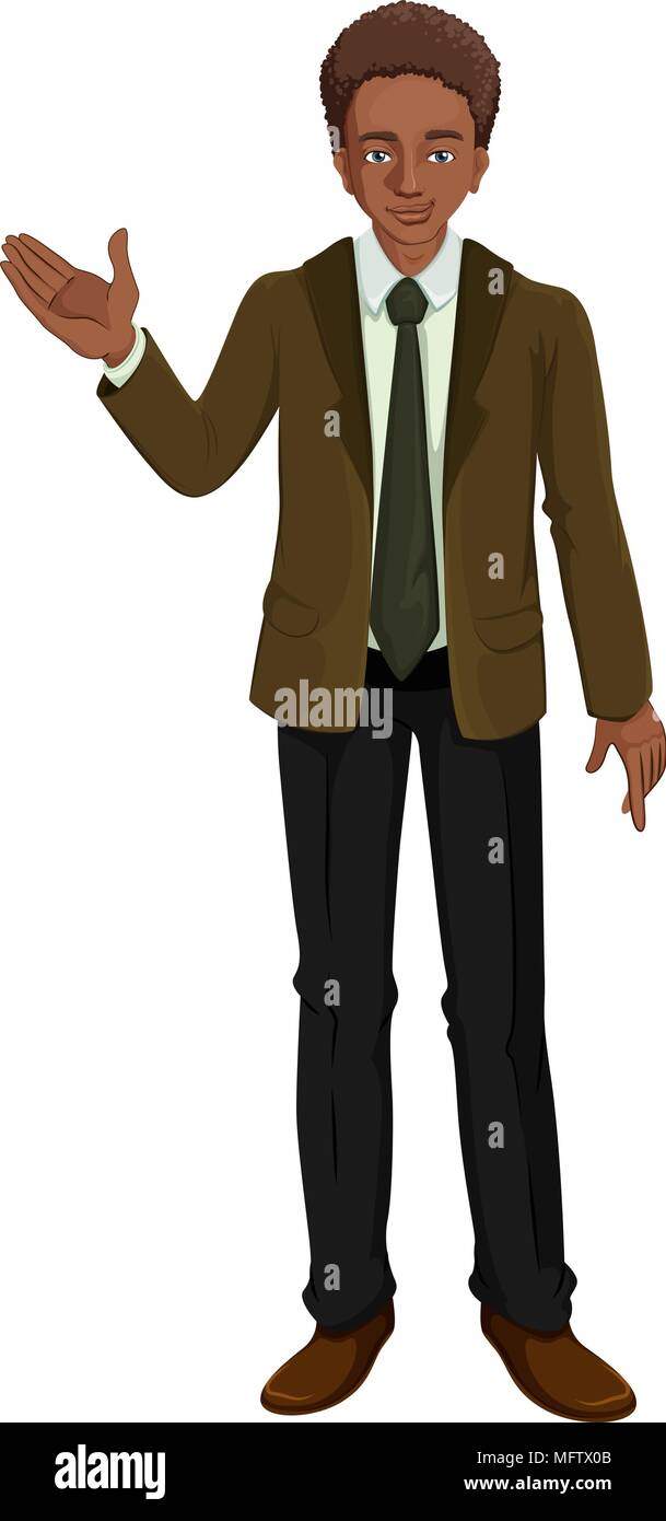 A Black Businessman on White Background illustration Stock Vector