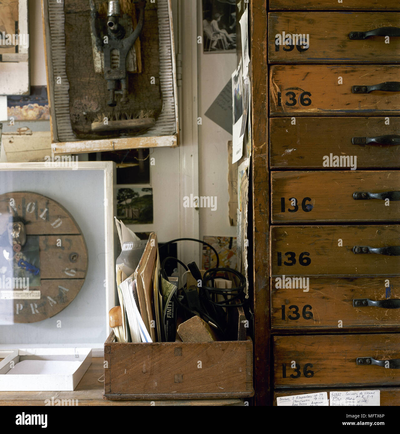 Rustic Wooden Set Of Drawers Interiors Detail Country Stock Photo