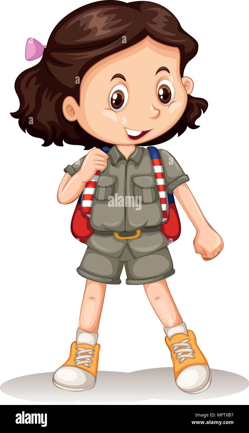 A Cute Zoo Keeper on White Background illustration Stock Vector