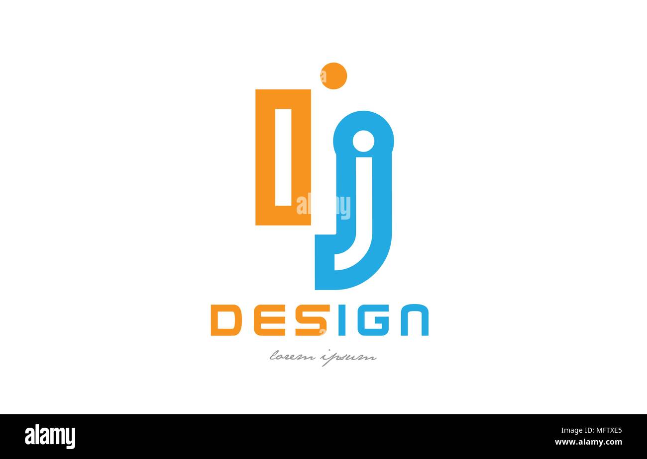 alphabet letter logo combination lj l j in orange and blue suitable for a business or company Stock Vector