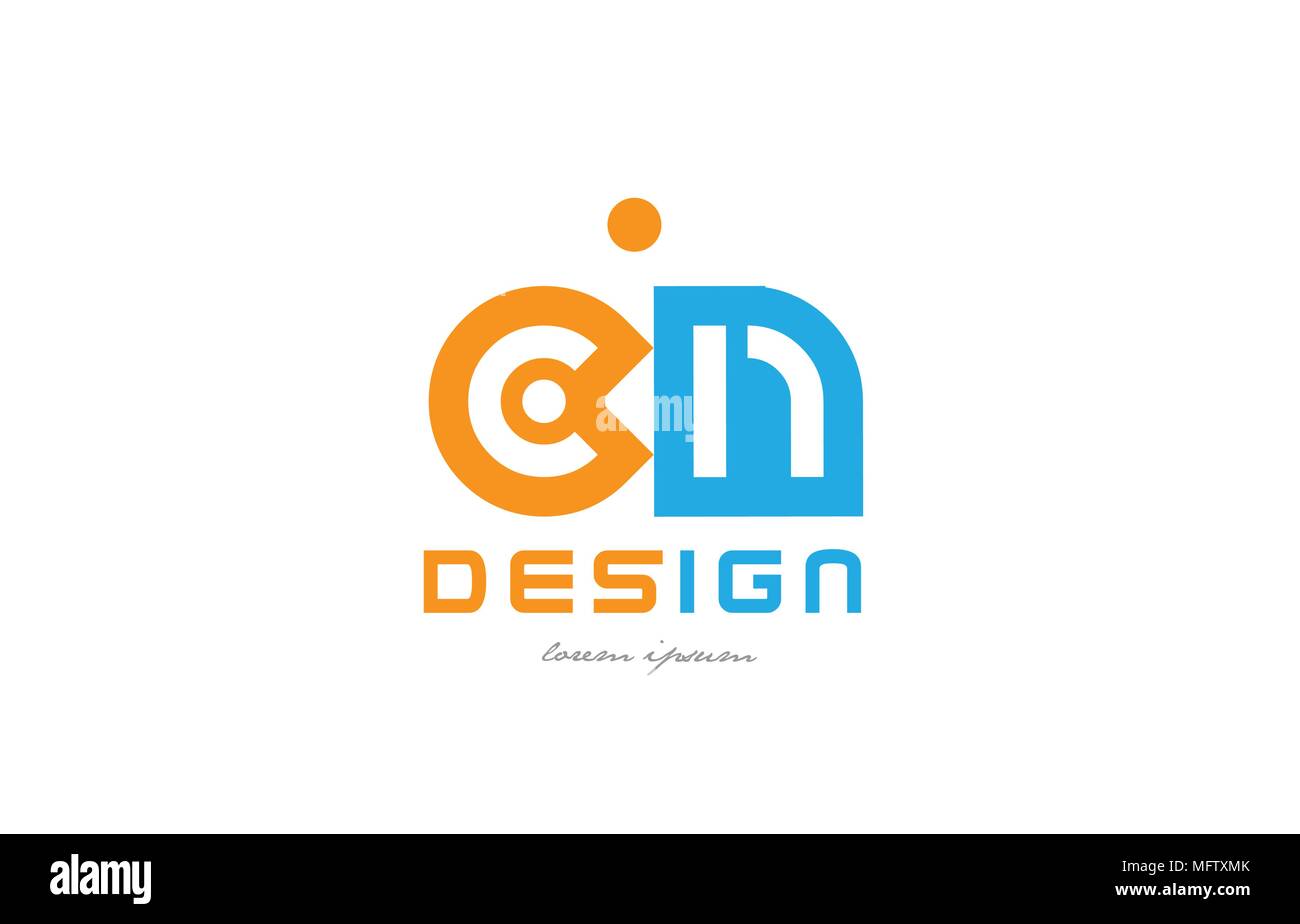 alphabet letter logo combination cn c n in orange and blue suitable for ...