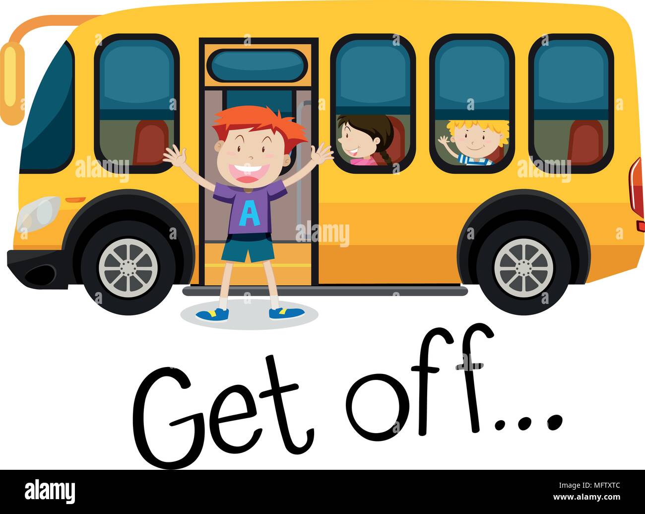 A Kid Get Off School Bus illustration Stock Vector Image & Art Alamy