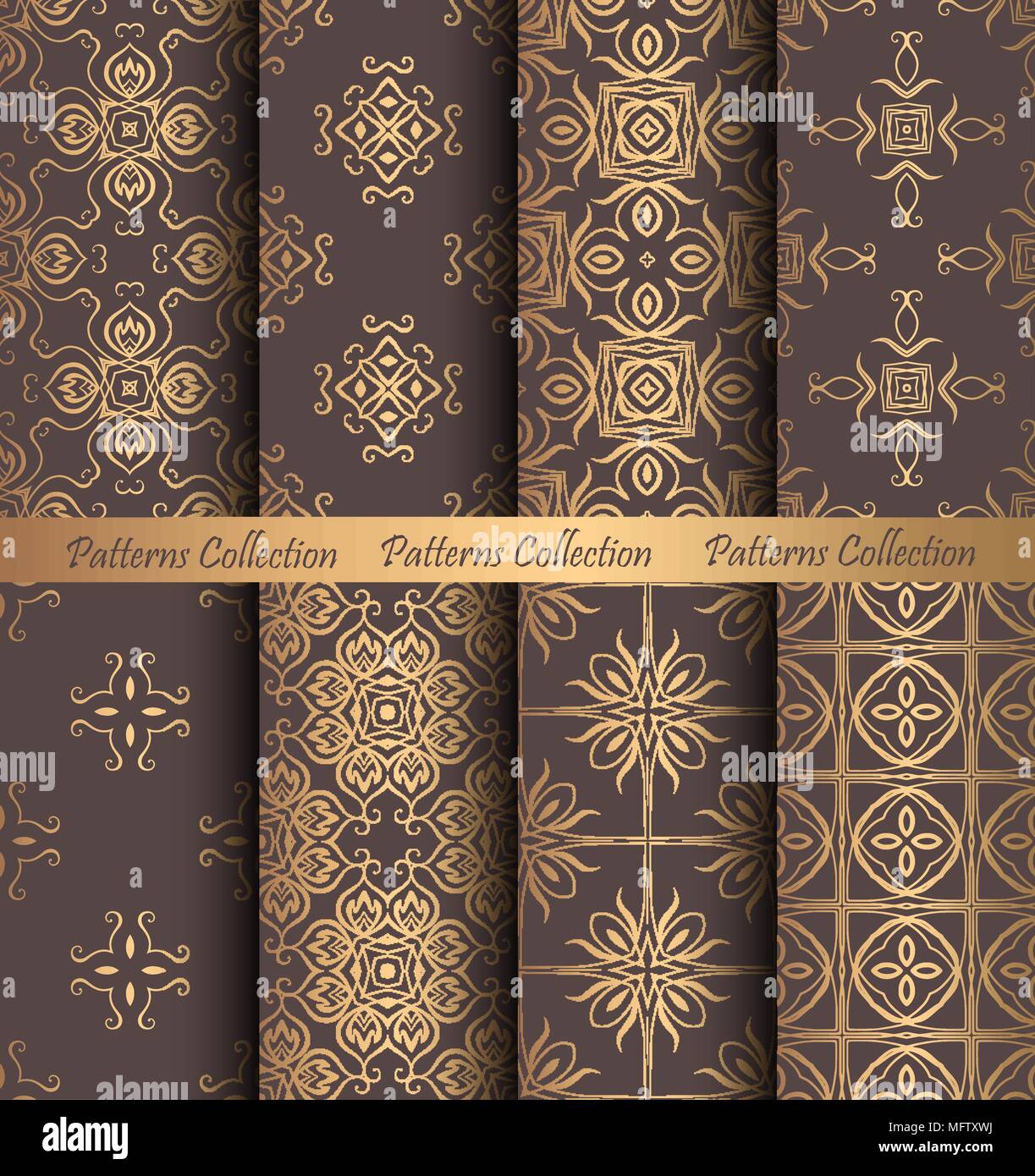 Golden Patterns Forged Vintage Design Stock Vector