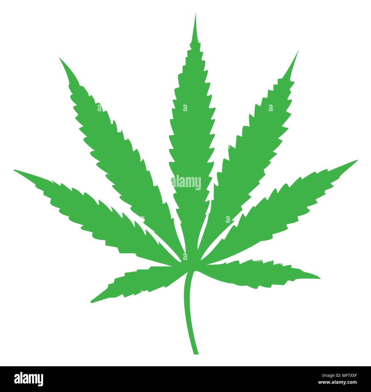 Cannabis leaf flat icon with green color Stock Vector