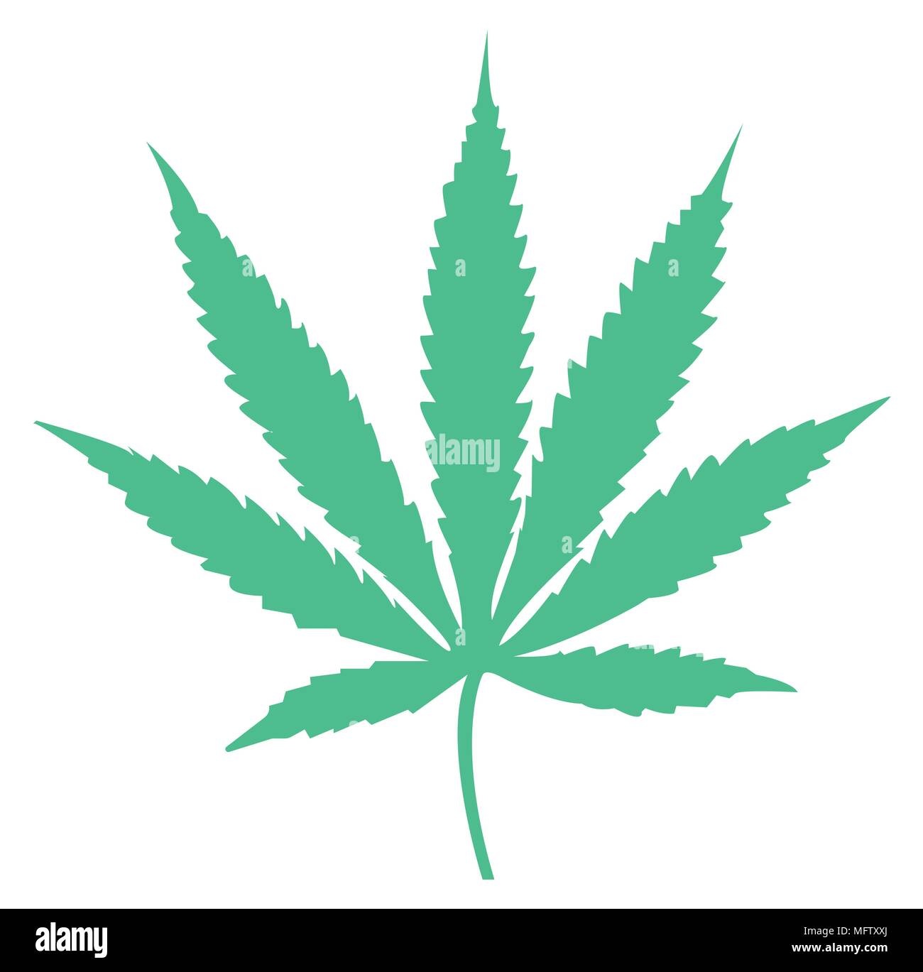 Cannabis leaf flat icon with green color Stock Vector