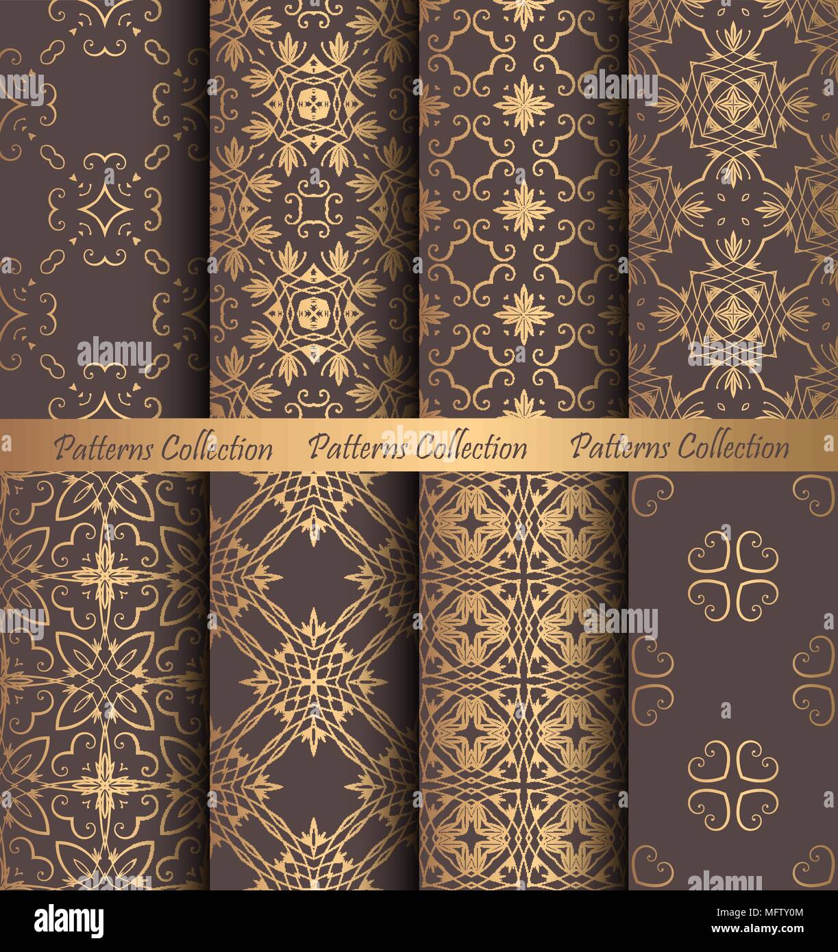Golden Patterns Forged Vintage Design Stock Vector