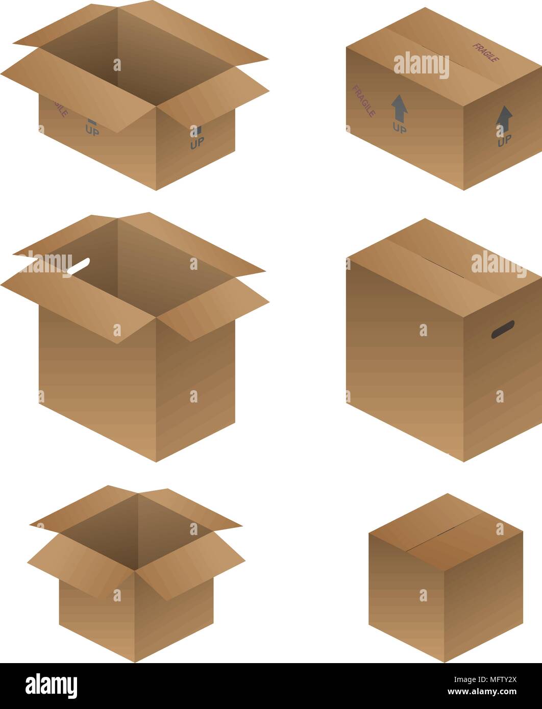 Various Shipping, Packing, and Moving Boxes Vector Illustration Stock Vector