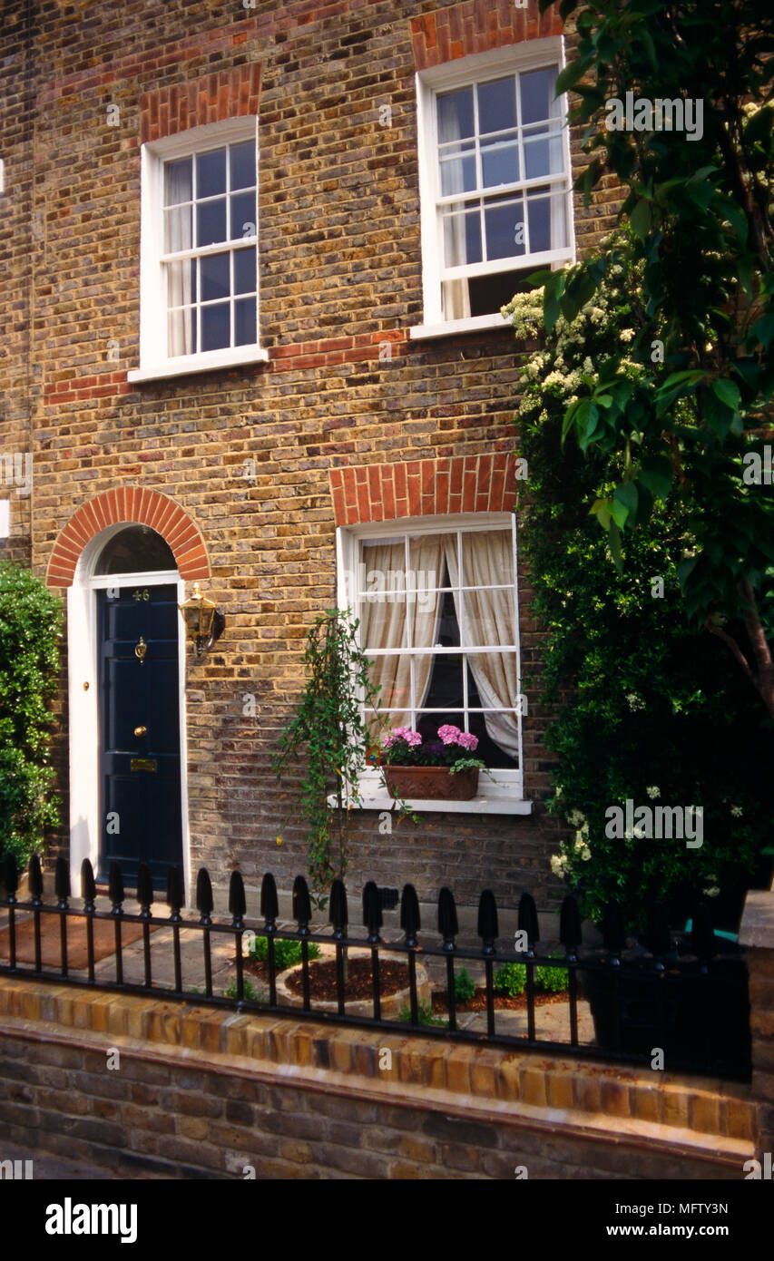 Exterior of Georgian terraced house with front door Stock Photo