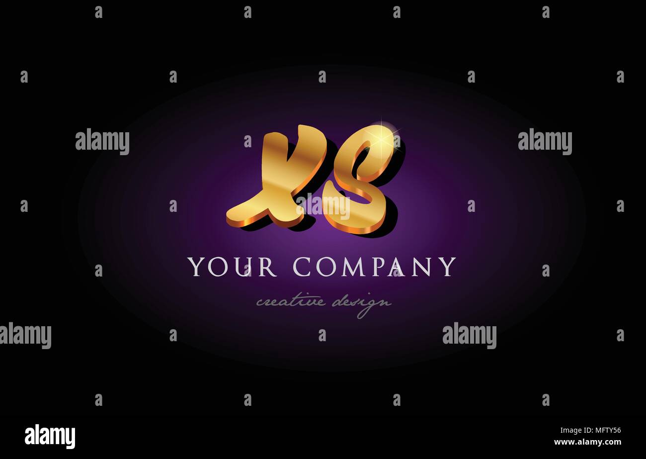 xs x s alphabet combination letter logo in gold golden 3d metal ...