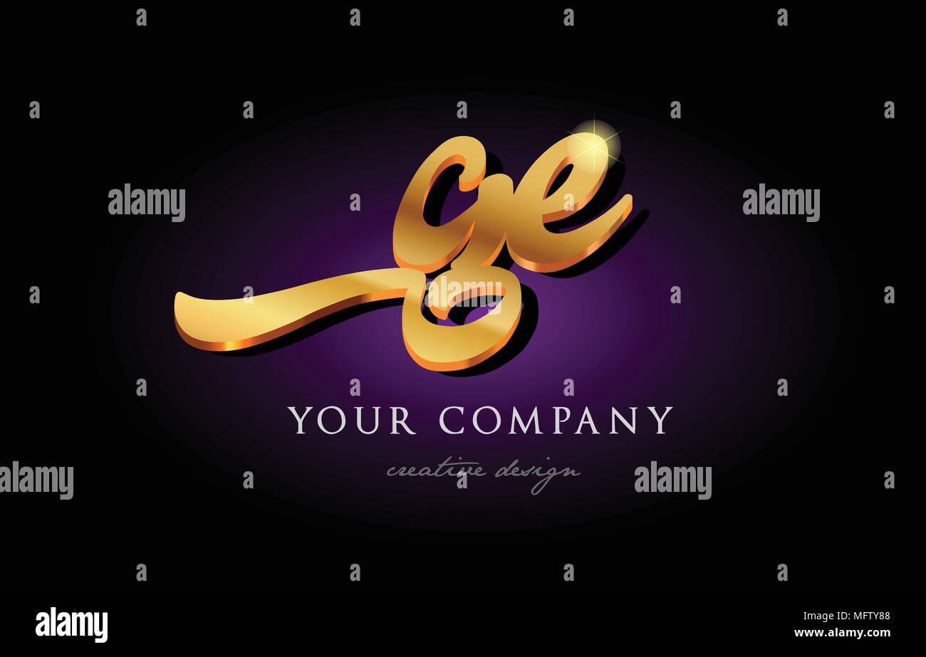 ge g e alphabet combination letter logo in gold golden 3d metal ...