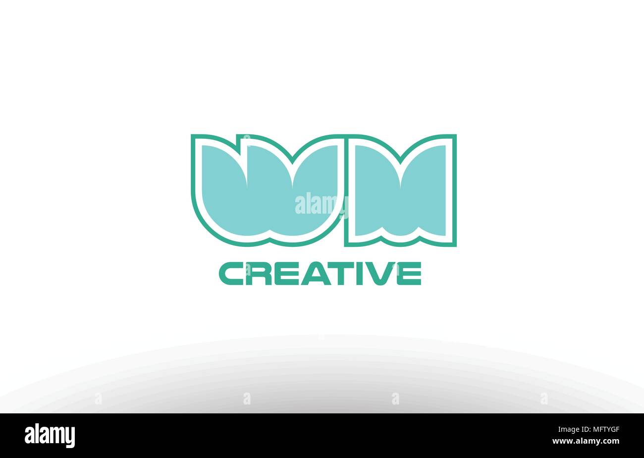 joint joined letter combination green pastel alphabet letter wm w m ...