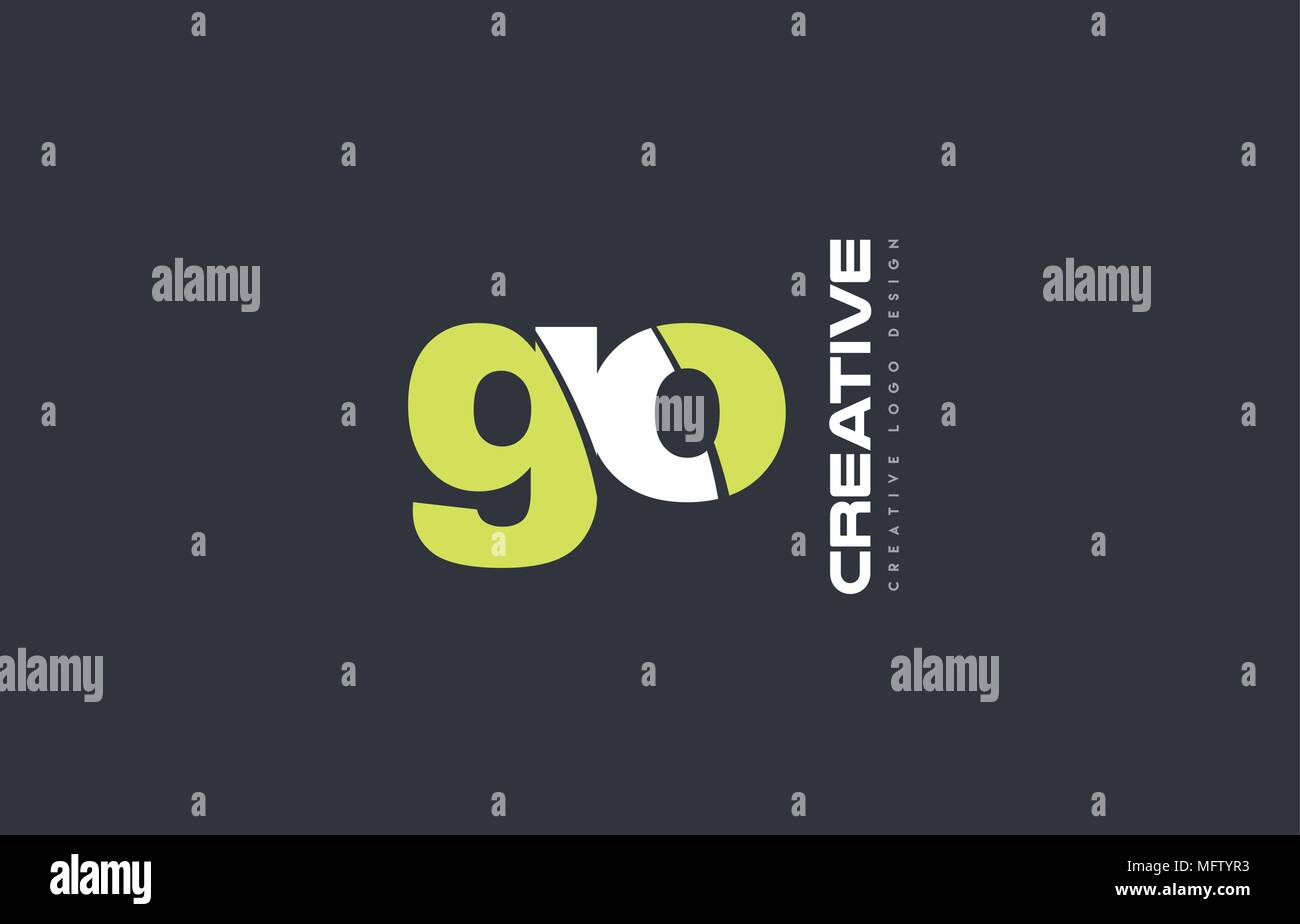 joint joined letter combination go g o alphabet green blue blackground ...