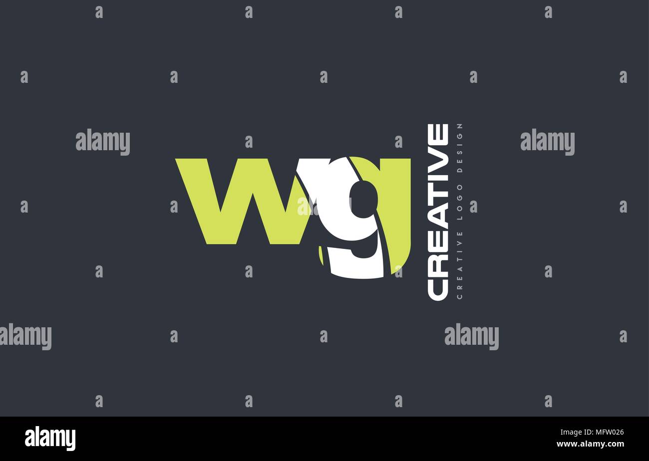 joint joined letter combination wg w g alphabet green blue blackground ...