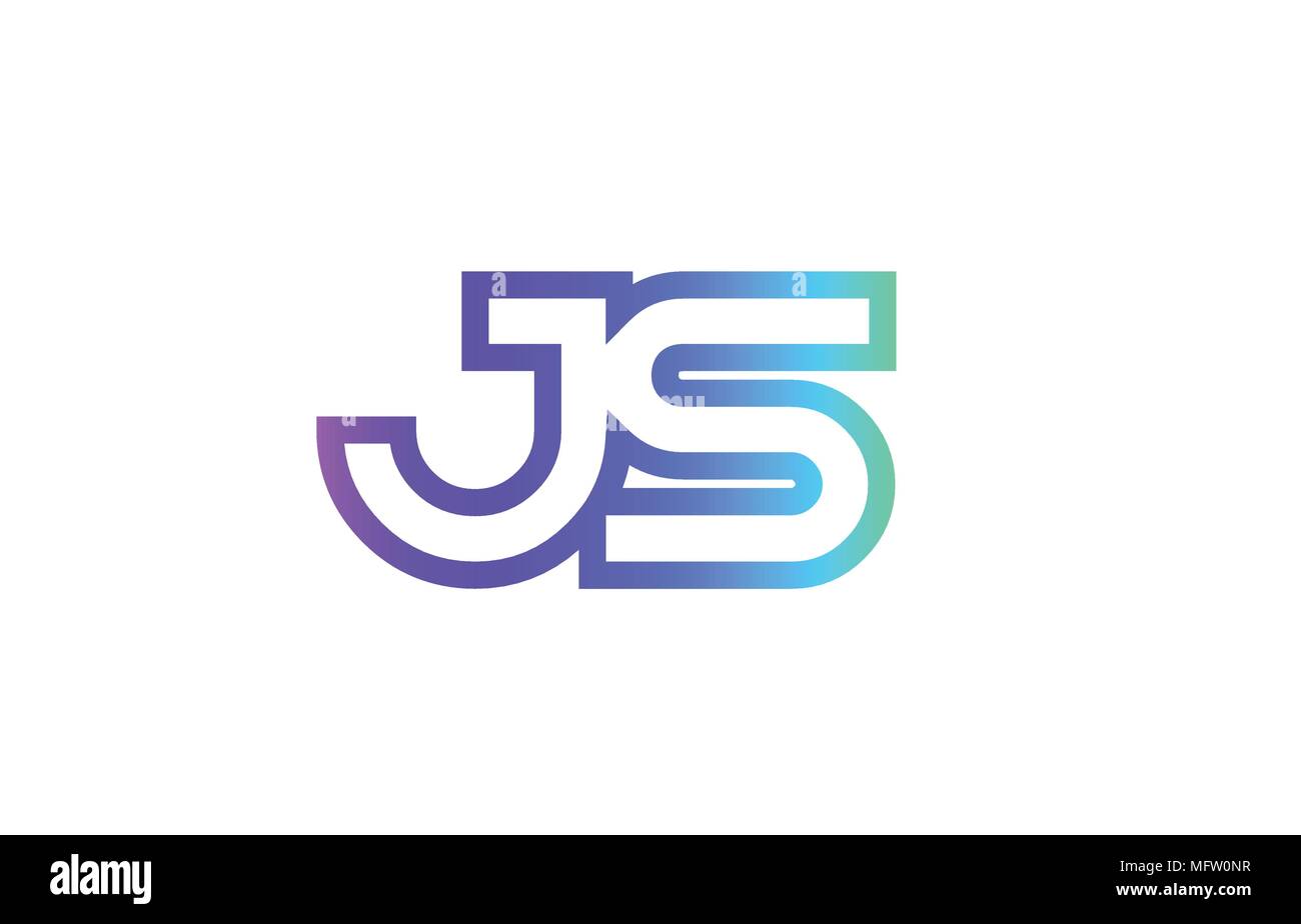 JS J S letter logo combination alphabet vector creative company icon design template modern  pink blue contour line art Stock Vector