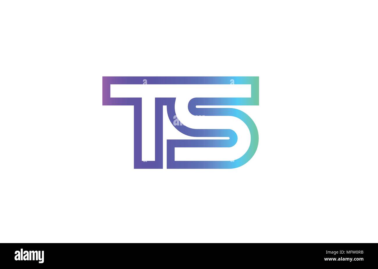 TS T S letter logo combination alphabet vector creative company icon design template modern  pink blue contour line art Stock Vector
