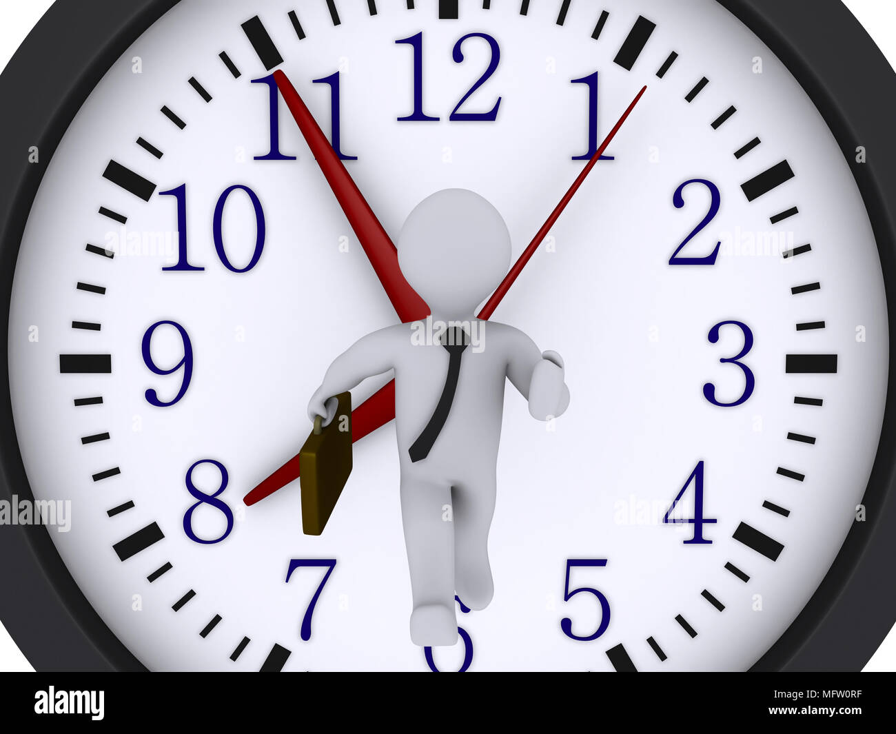 3d businessman is running in front of a clock Stock Photo - Alamy