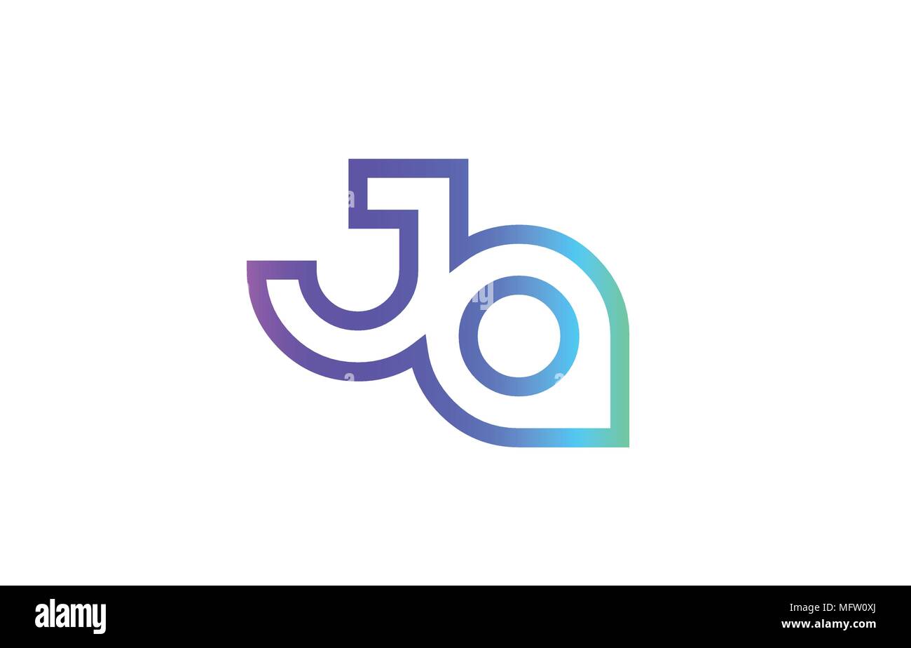 JA J A letter logo combination alphabet vector creative company icon design template modern  pink blue contour line art Stock Vector