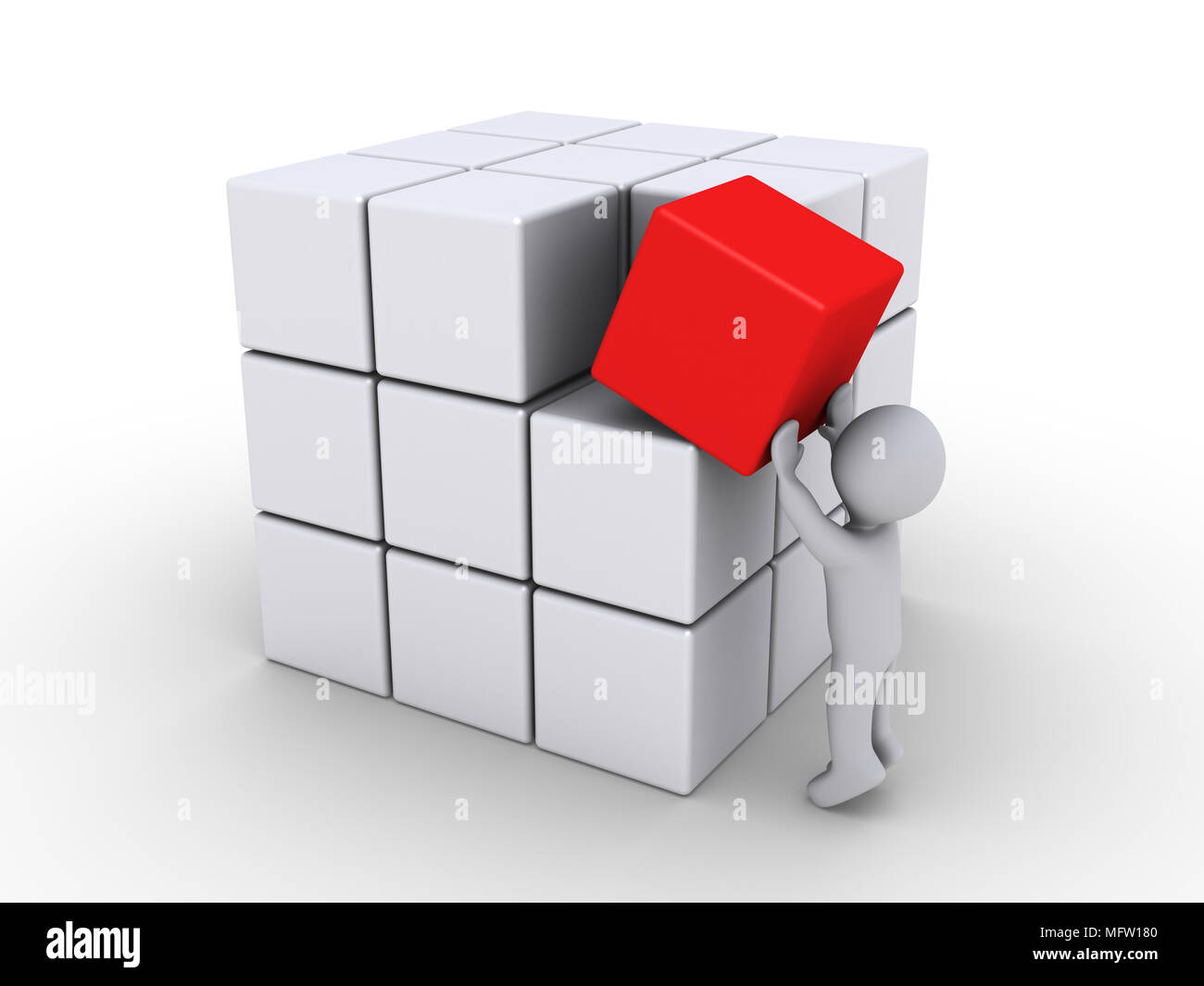 3d human red cube hi-res stock photography and images - Alamy