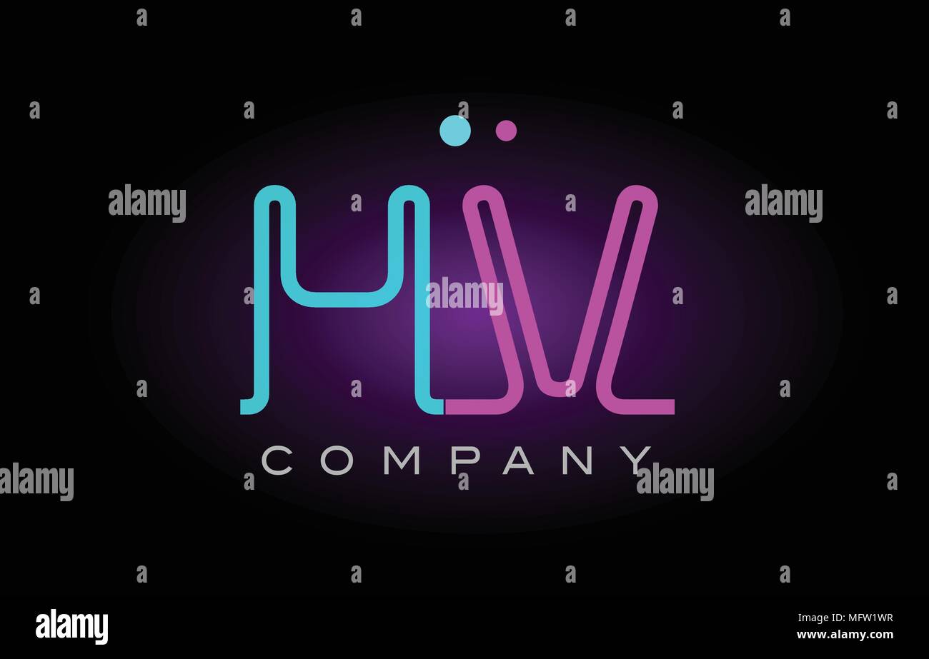 Alphabet Hv H V Letter Logo Design Combination With Neon Light Effect In Blue And Pink Color Suitable For A Company Banner Or Branding Purposes Stock Vector Image Art Alamy