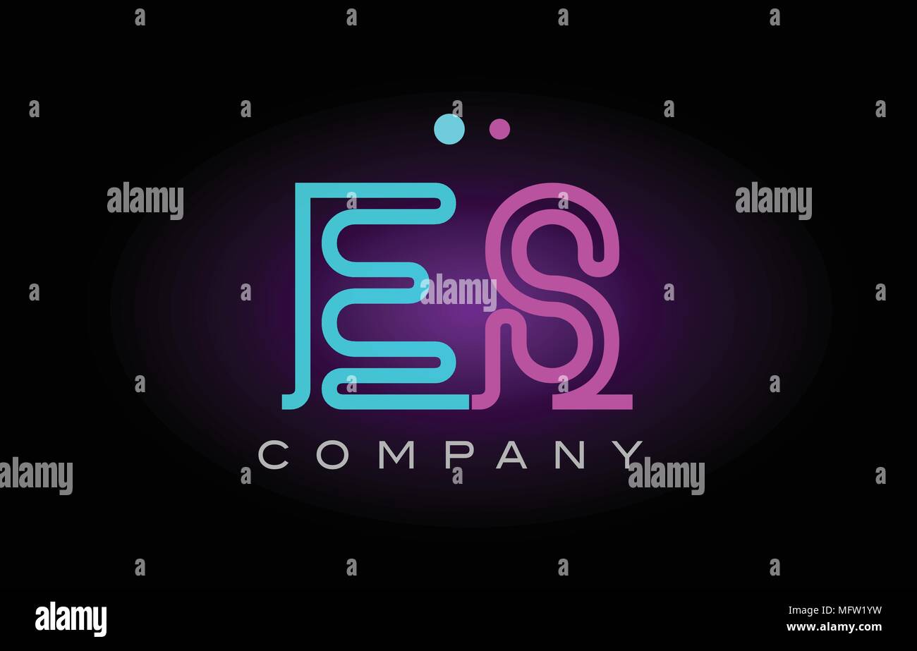 Alphabet es e s letter logo design combination with neon light effect ...