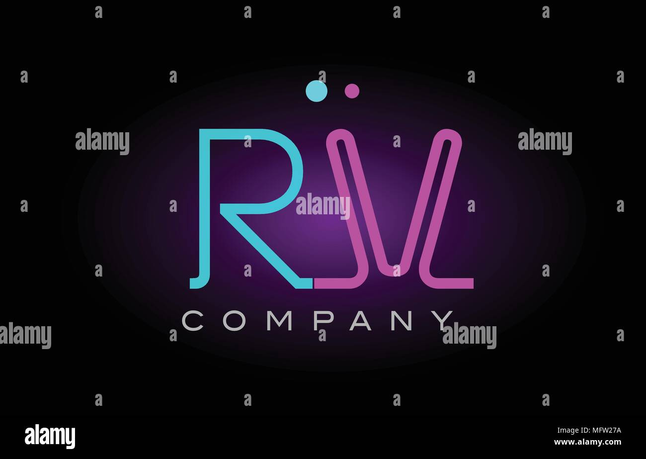 Alphabet rv r v letter logo design combination with neon light effect in blue and pink color suitable for a company banner or branding purposes Stock Vector