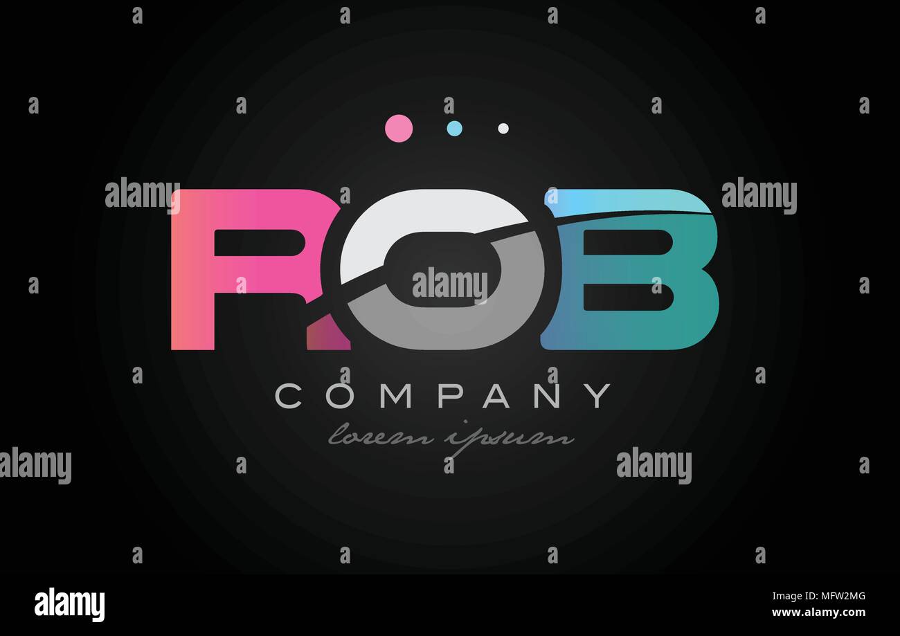 ROB r o b three 3 letter logo combination alphabet vector creative company icon design template modern  pink blue white grey Stock Vector