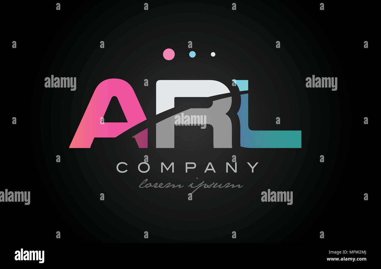 ARL a r l three 3 letter logo combination alphabet vector creative company icon design template modern  pink blue white grey Stock Vector