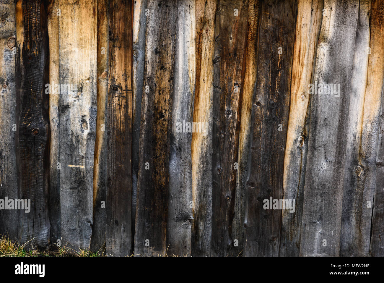 old wooden fence, aged natural vintage background Stock Photo