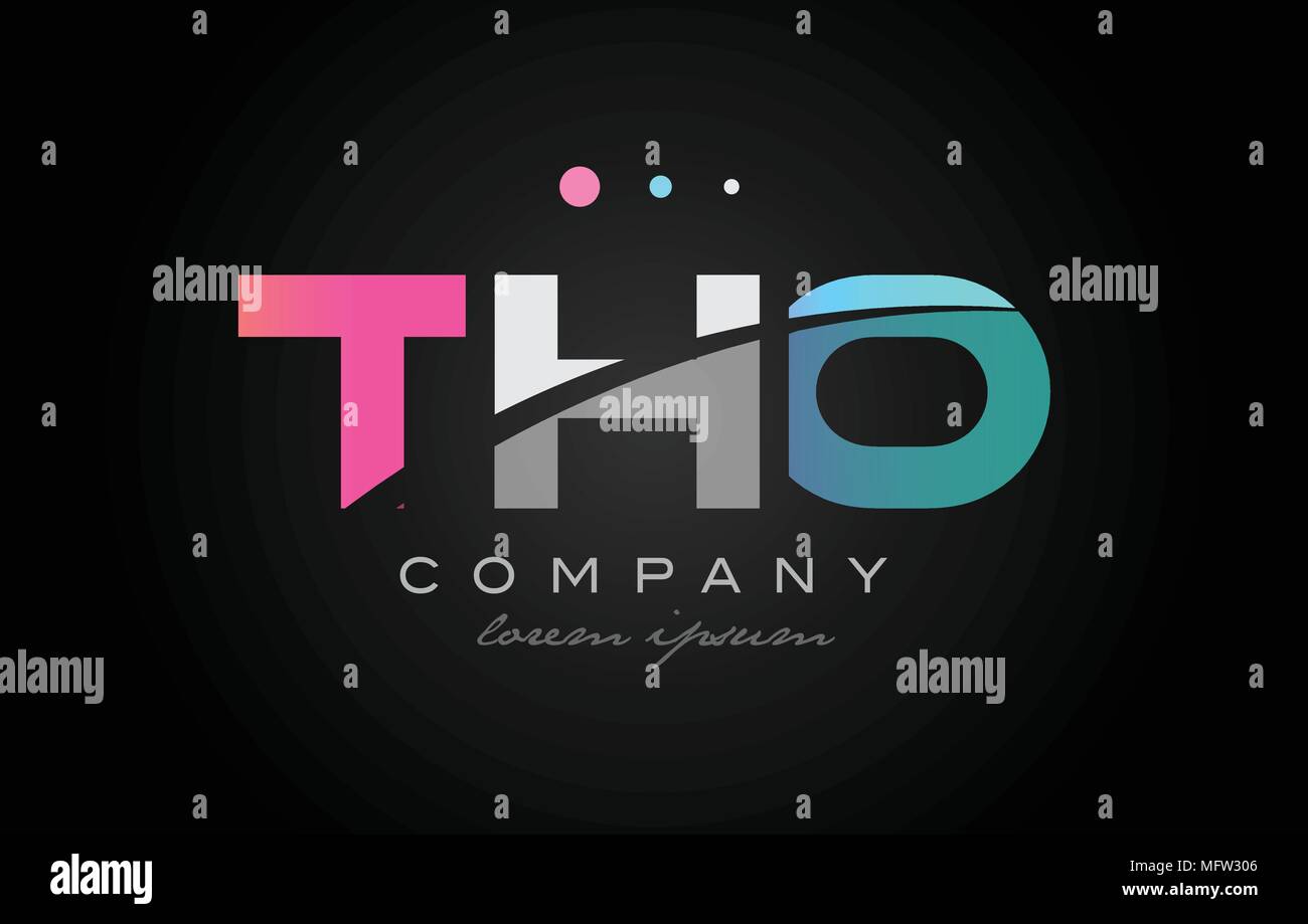 THO t h o three 3 letter logo combination alphabet vector creative company icon design template modern  pink blue white grey Stock Vector