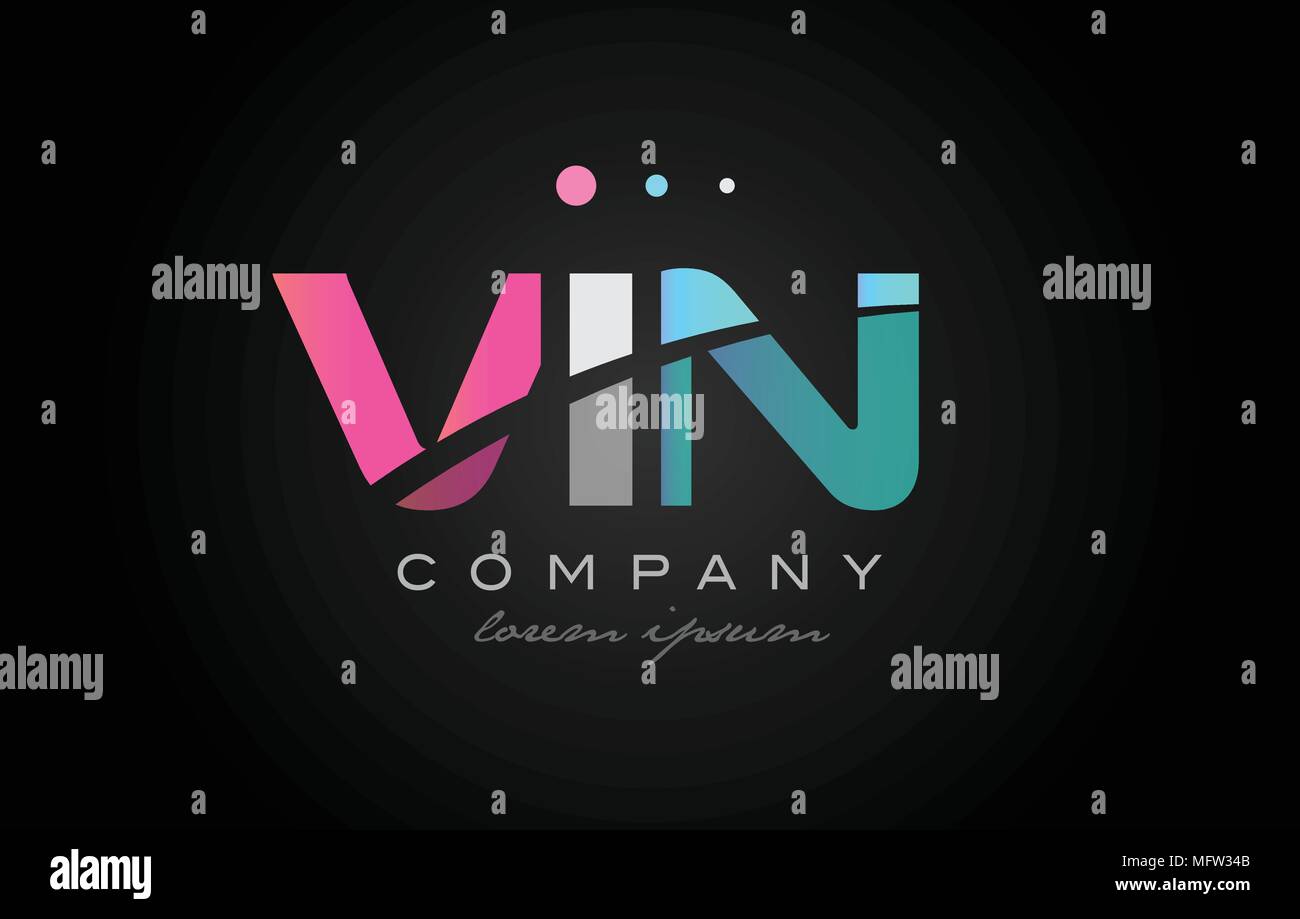 VIN v i n three 3 letter logo combination alphabet vector creative company icon design template modern  pink blue white grey Stock Vector