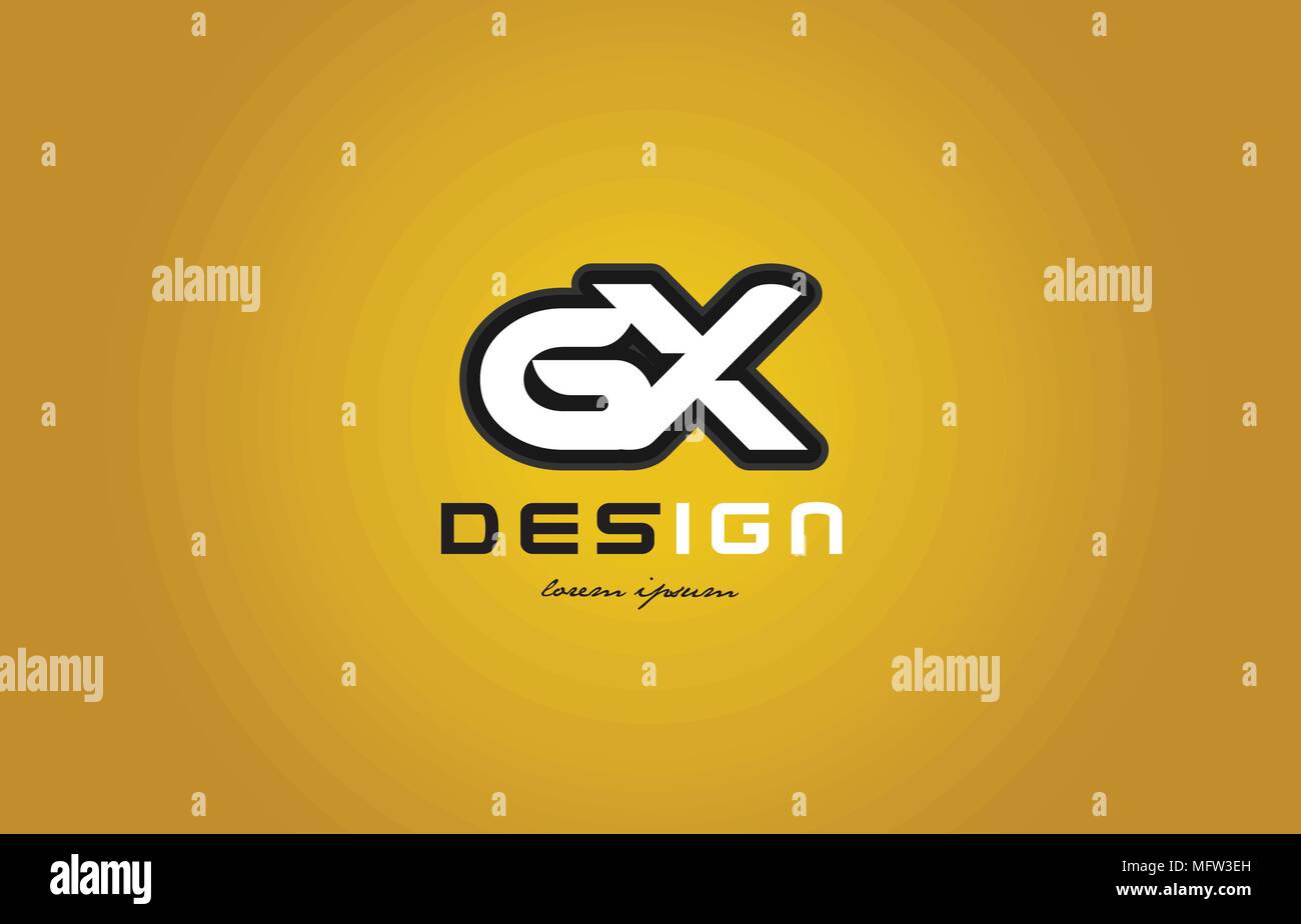 design of bold alphabet letter combination gx g x with white color and ...