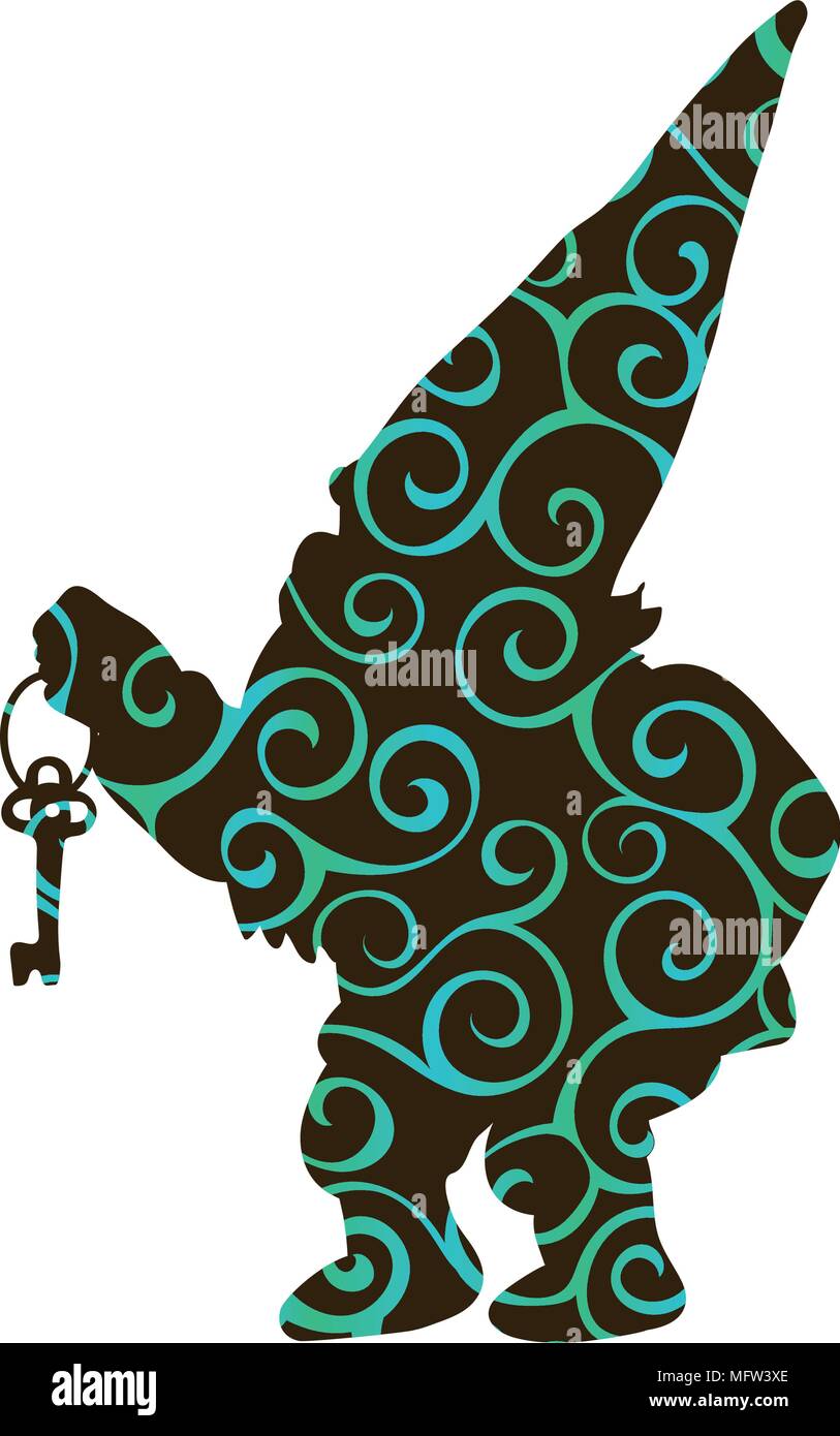 Dwarf pattern silhouette tale small gnome . Vector illustration. Stock Vector