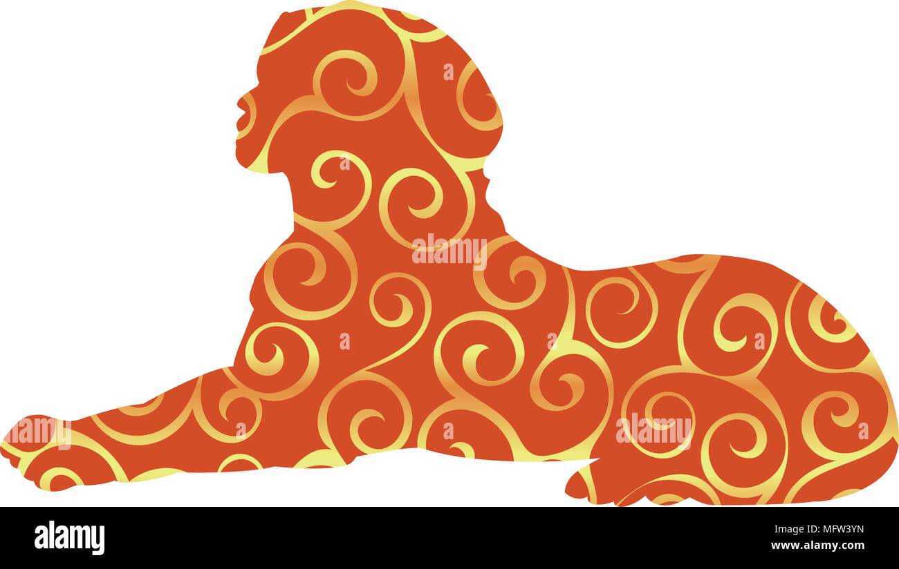 Sphinx ancient national egyptian pattern silhouette. Vector illustration. Stock Vector