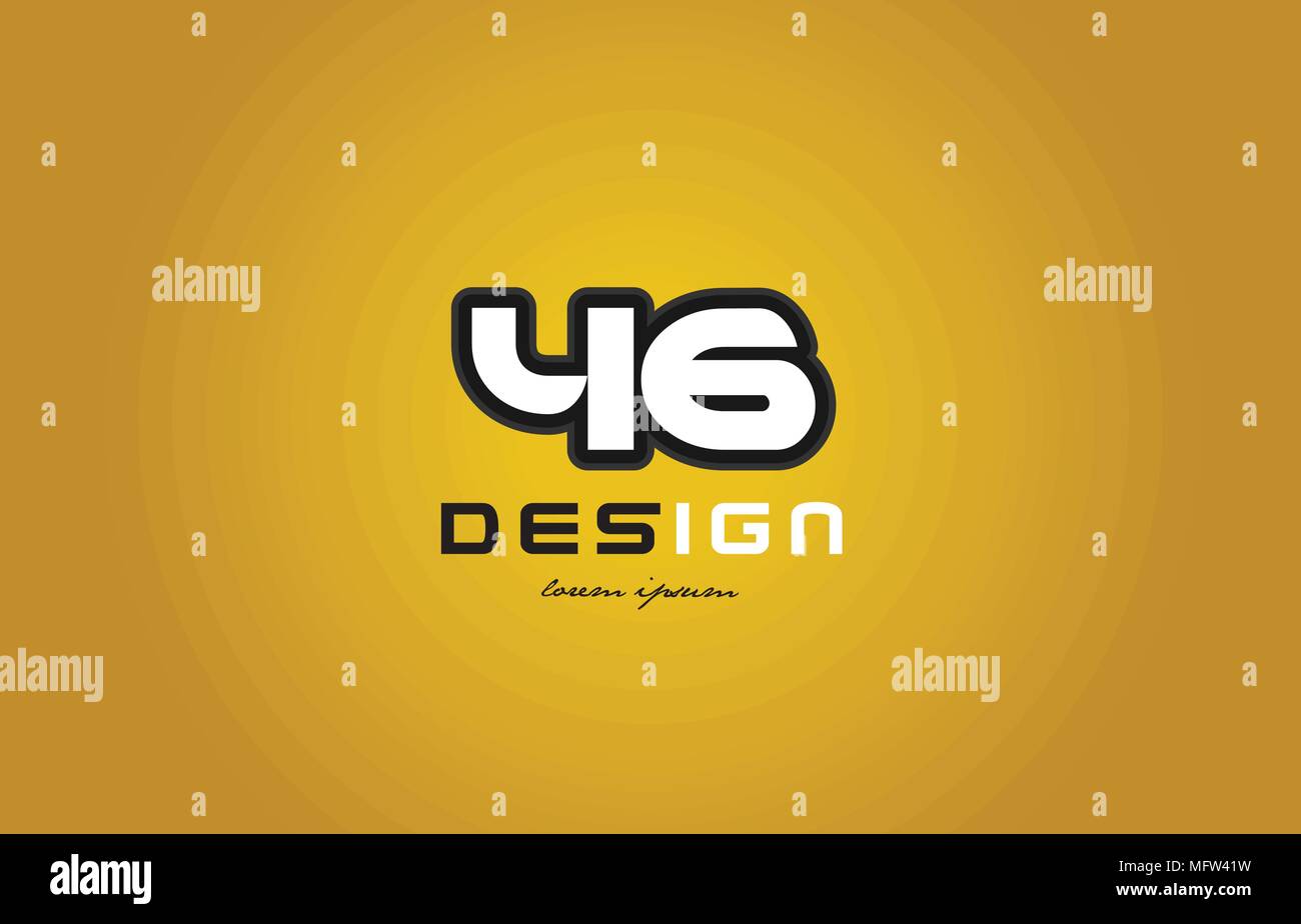 design of bold number numeral digit 46 with white color and black ...