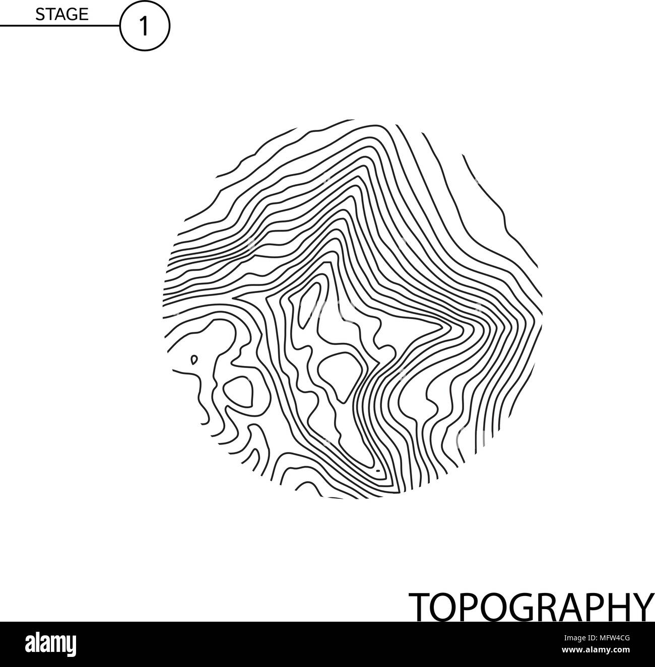 Abstract topographic vector map in a circle form Stock Vector Image