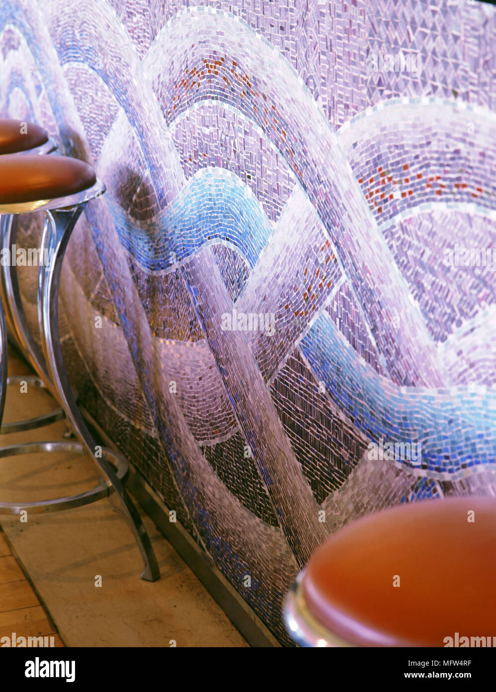 Interior of the Tower Restaurant Edinburgh detail of moasic wall tiling  Interiors restaurants modern Stock Photo