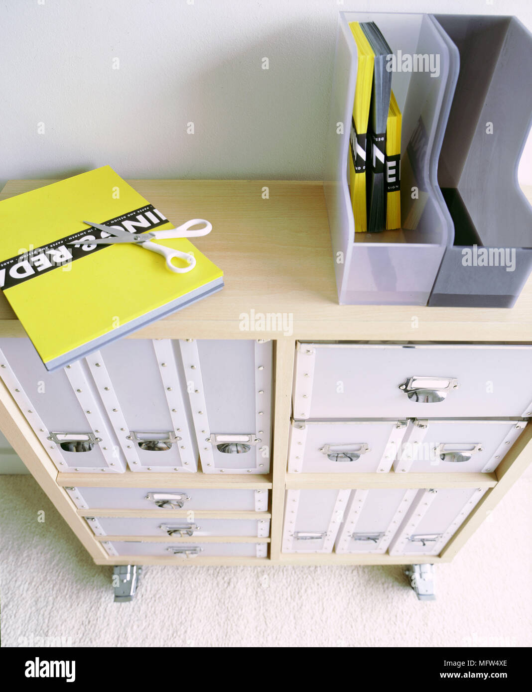 Modern Light Wood Storage Cabinet Grey Filing Drawers Plastic
